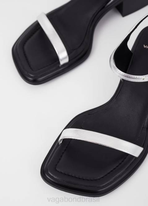 Vagabond D60R55 couro metálico prateado mulheres sandálias ines calçados