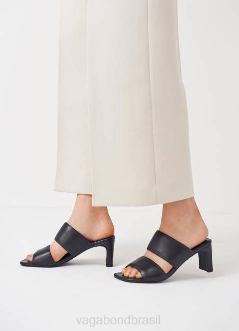 Vagabond D60R75 couro preto mulheres sandália luisa calçados