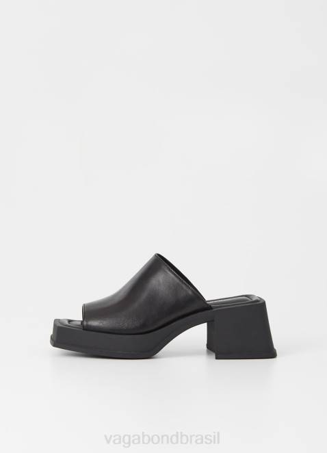 Vagabond D60R76 couro preto mulheres sandália hennie calçados