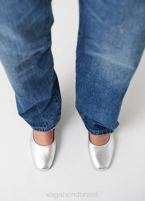 Vagabond D60R16 couro metálico prateado mulheres sapatos jolin calçados