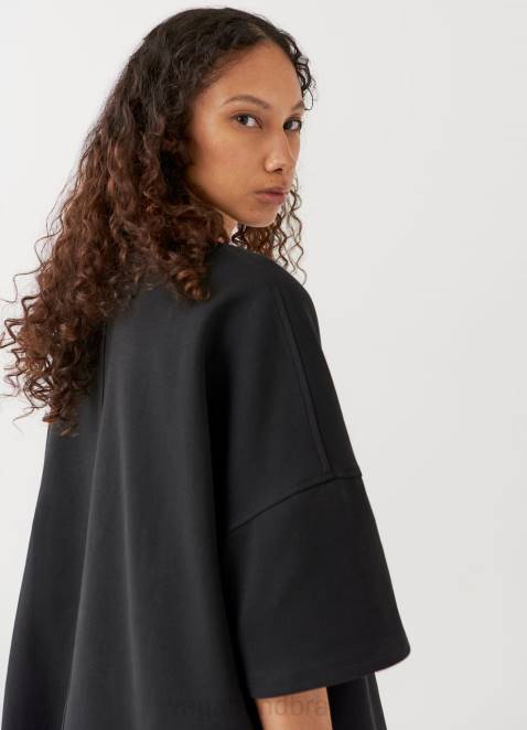 Vagabond D60R259 tecido preto mulheres camiseta boxy x micky ho vestuário