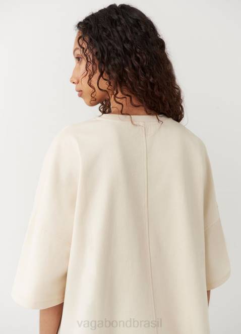 Vagabond D60R260 tecido off white mulheres camiseta quadrada vestuário