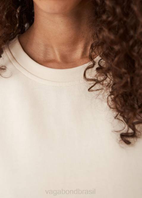 Vagabond D60R260 tecido off white mulheres camiseta quadrada vestuário